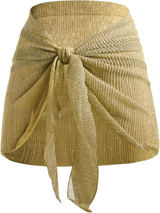 Holipick Shiny Sarong Coverups for Women Bathing Suit Wrap Skirt Swimsuit Beach Bikini Cover Up | Amazon (US)