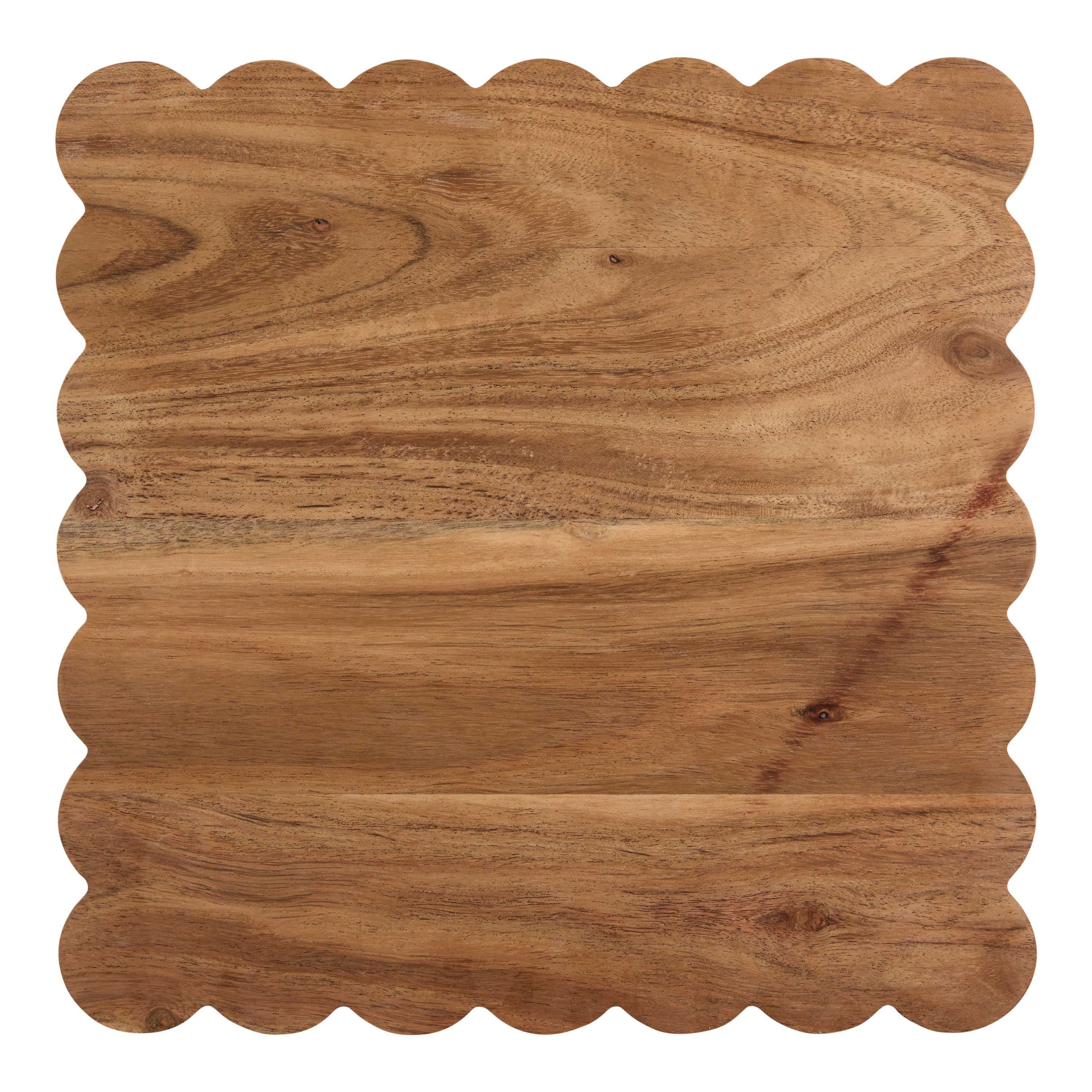 Square Natural Acacia Wood Scalloped Serving Board | World Market