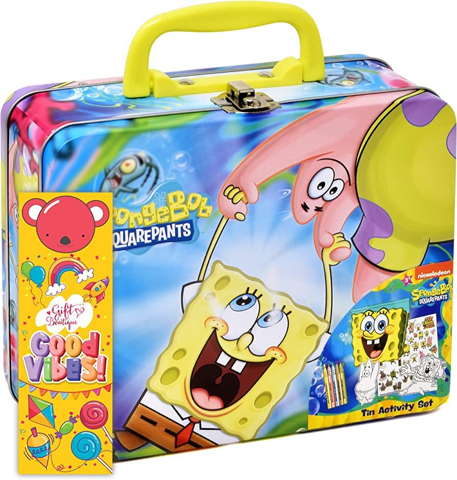 Gift Boutique SpongeBob Squarepants Coloring and Activity Tin Box, Crayons Stickers Mess Free Cra... | Amazon (US)