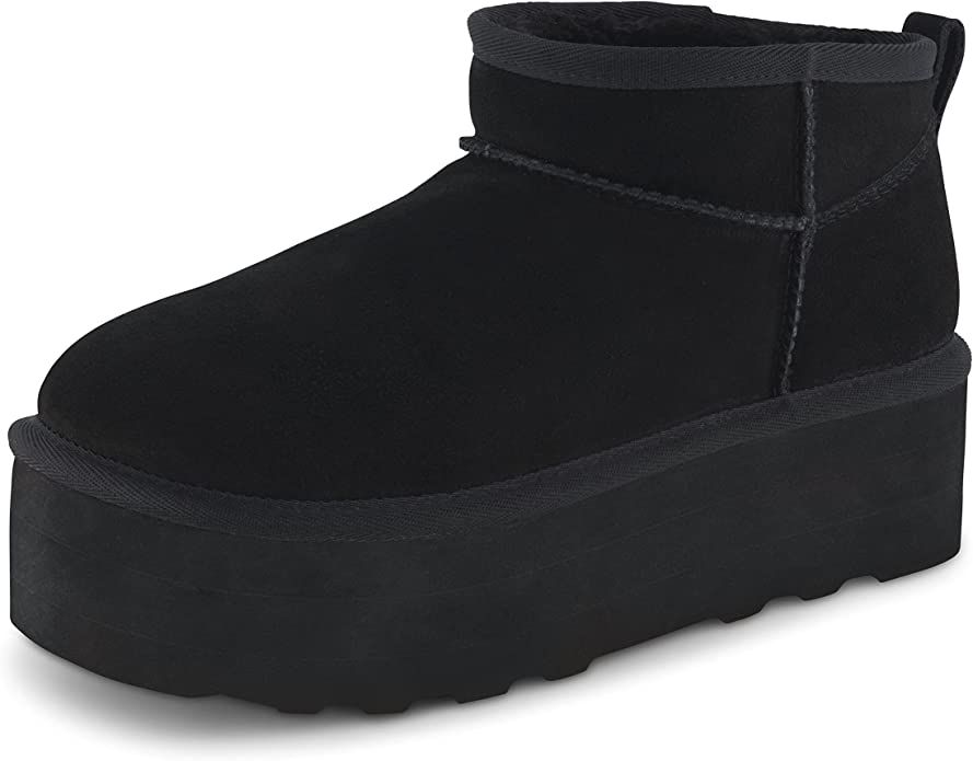 CUSHIONAIRE Women's Hippy Genuine Suede pull on platform boot +Memory Foam | Amazon (US)