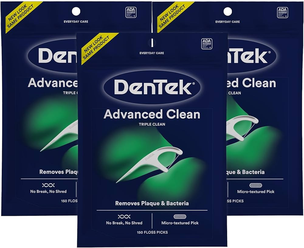 DenTek Triple Clean Advanced Clean Floss Picks, No Break & No Shred Floss, 150 Count, Pack of 3 | Amazon (US)