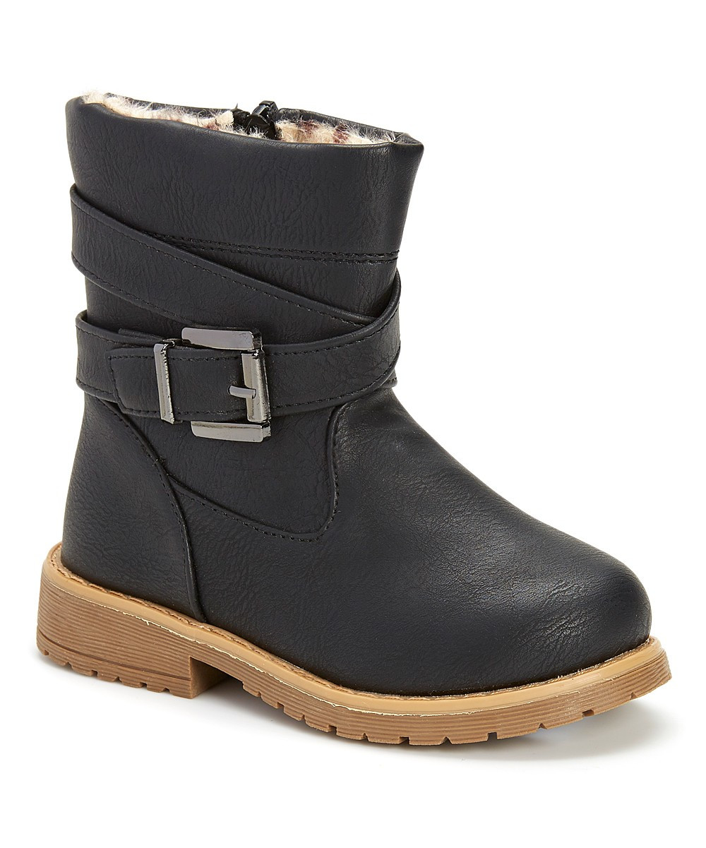 Rockland Girls' Casual boots BLACK - Black Buckle Lined Boot - Girls | Zulily