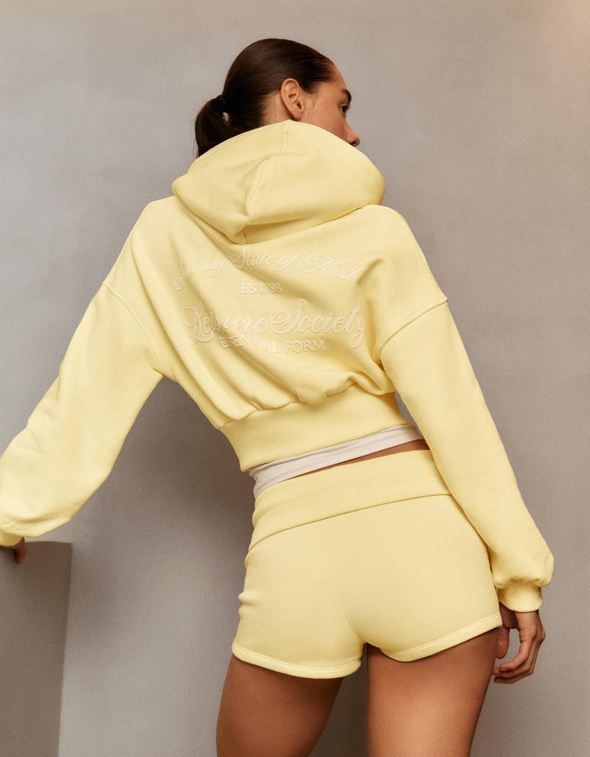 Hooded zip-up sweatshirt - Sweatshirts and hoodies - Women | Bershka UK