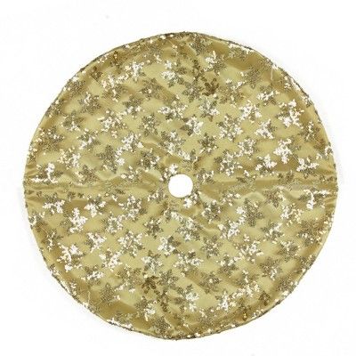 Northlight 20" Gold Sequin Snowflake Pattern Mini Christmas Tree Skirt | Target