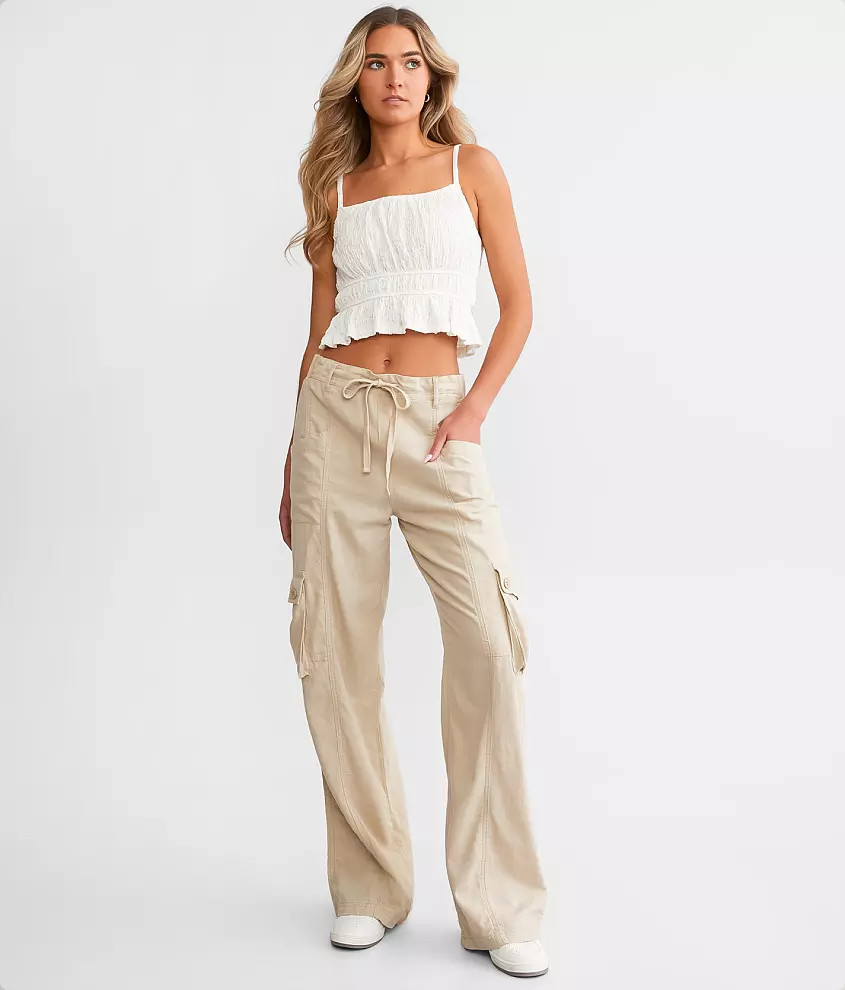 High Rise Wide Leg Cargo Stretch Pant | Buckle