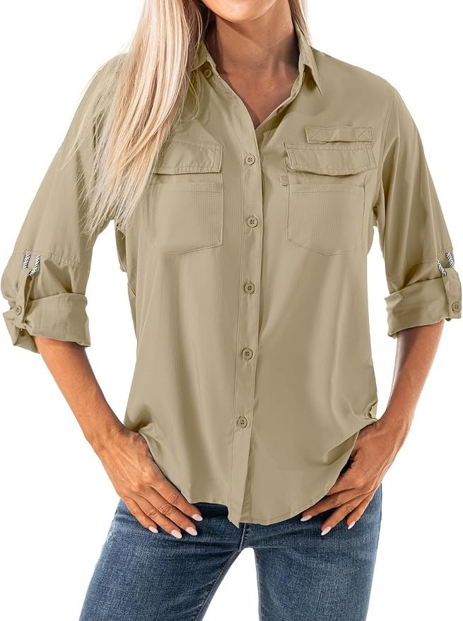 Jessie Kidden Women's Quick Dry Sun UV Protection Convertible Long Sleeve Shirts for Hiking Campi... | Amazon (US)