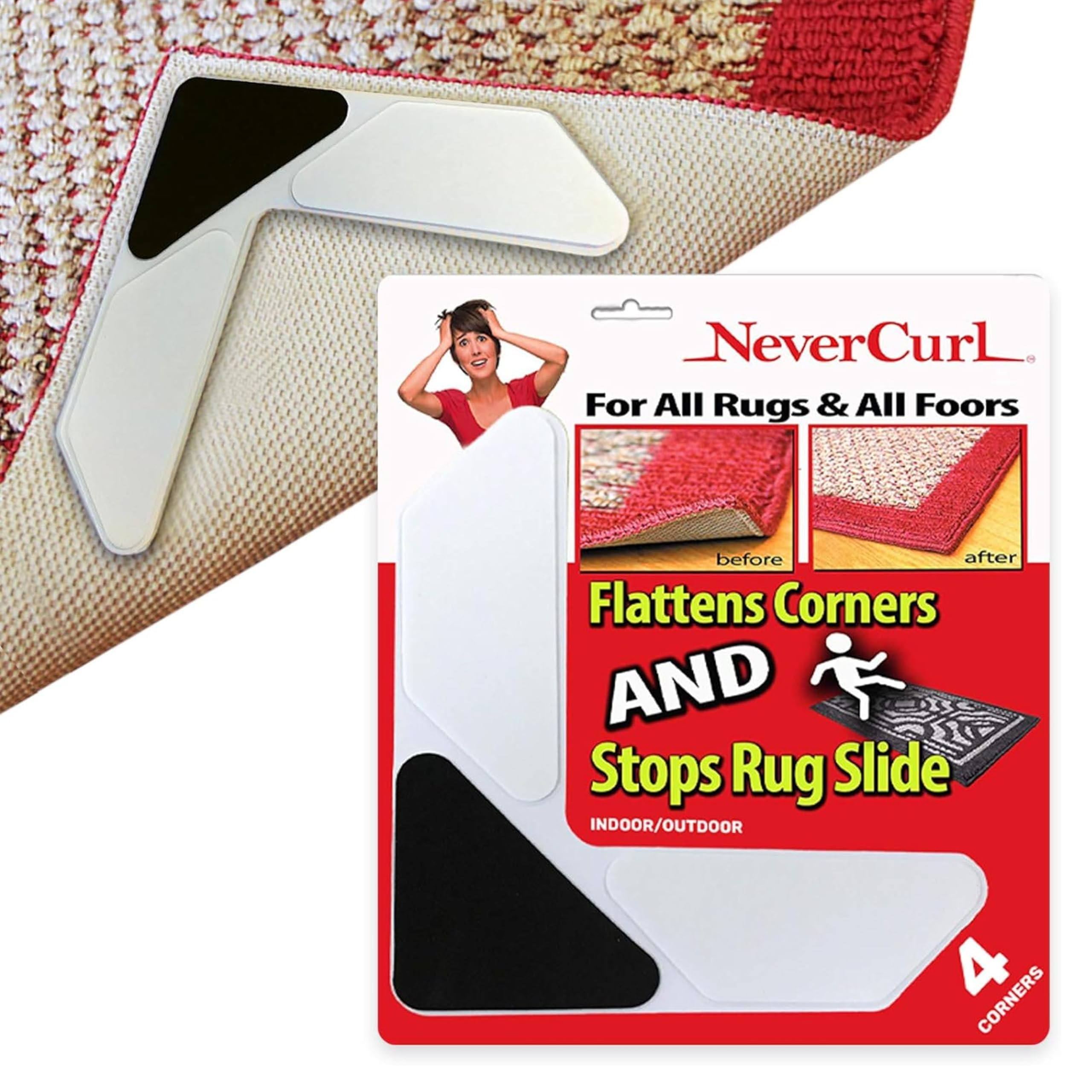 StepNGrip Rug Corner Grippers 4-Pack - Flattens Edges to Hold Rugs in Place - Impedes Curling wit... | Amazon (US)