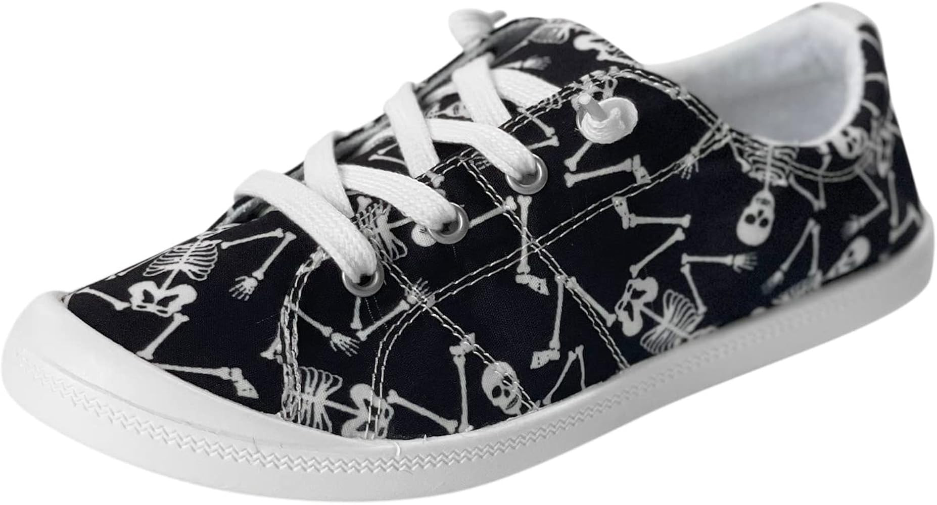 Women's Halloween Themed Loafers Casual Comfort Fashion Sneakers Skeleton Pumpkin Printed Lace Up Lo | Amazon (US)