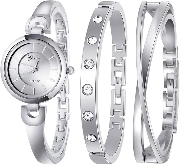 Weicam Women Bangle Bracelet Watch Simple Jewelry Sets Analog Quartz Wristwatches | Amazon (US)