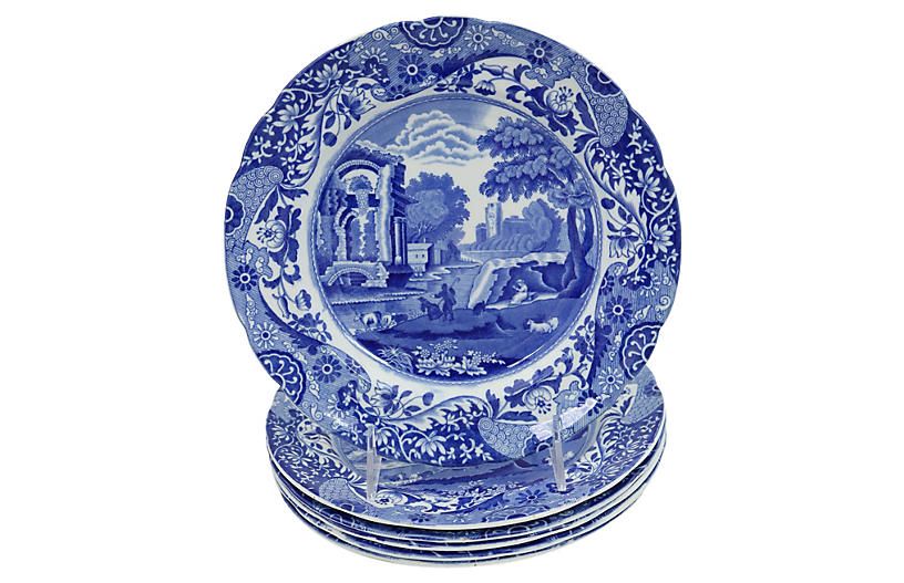 Spode Italian Luncheon Plates - Set of 6 - Rose Victoria - blue/white | One Kings Lane