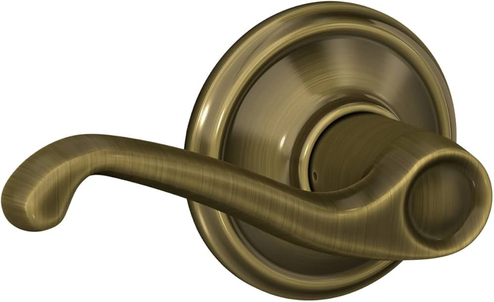 Schlage F10 FLA 609 Flair Door Lever, Hall & Closet Passage Lock, Antique Brass | Amazon (US)