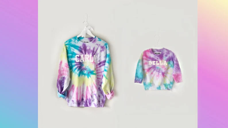 NAME ON <3 personalized tie-dye sweatshirts - unisex sizing for adults, kids & babies - printed p... | Etsy (US)