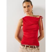 Mango Asymmetric Ruched Top - Red | Very (UK)