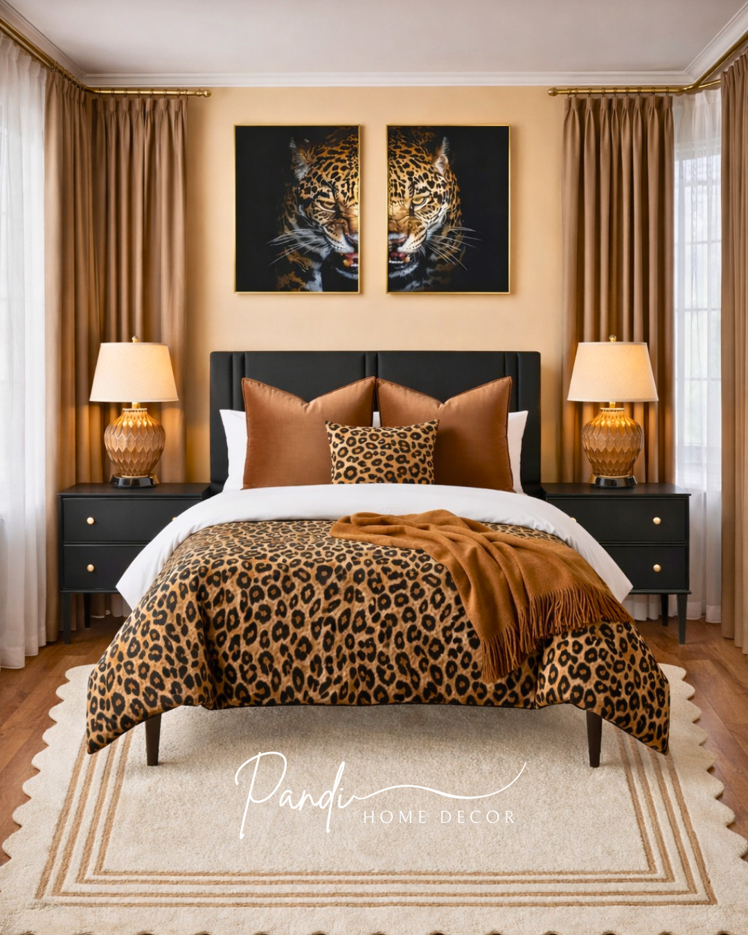 Leopard print and warm caramel tones create a bedroom that feels bold yet balanced 🐆✨ Black accents and soft neutrals keep the look polished and grounded.
#LeopardPrint #AnimalPrintDecor #BedroomDecor #NeutralBedroom #BoldStyle #BedroomInspo #HomeDecor 

 #LTKHome