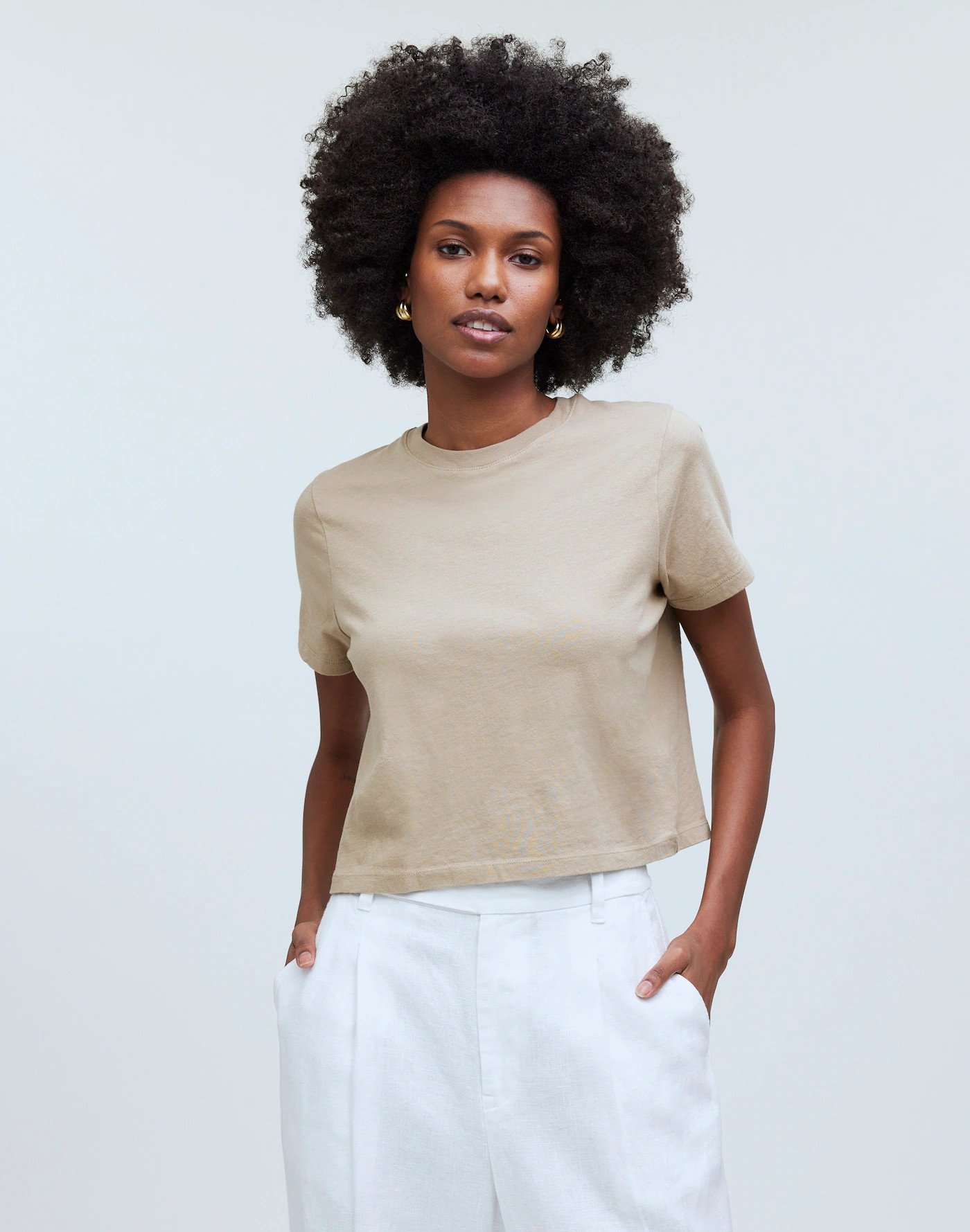 Softfade Cotton Boxy-Crop Tee | Madewell