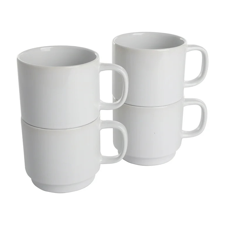 Gap Home Color Cups 14.8-Ounce Stackable White Stoneware Mug Set, Set of 4 | Walmart (US)