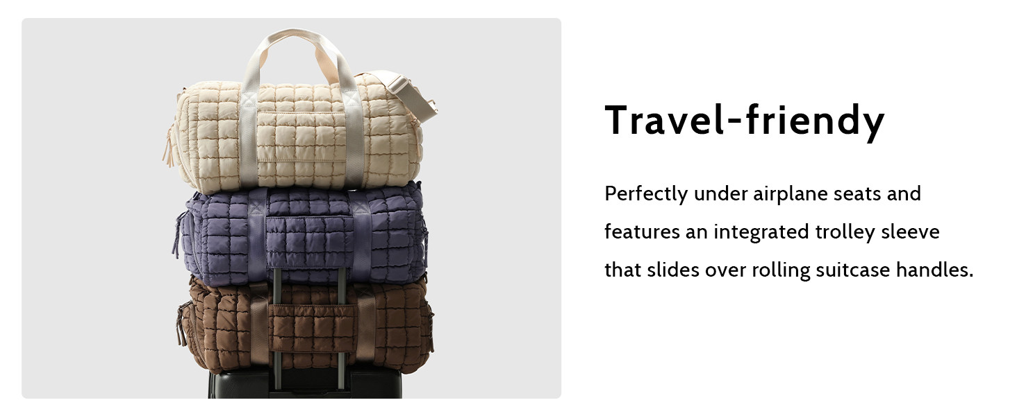 Quilted Duffel Bag for Women, Puffer Gym Duffle Bag with Shoe Compartment Lightweight Large Cross... | Amazon (US)
