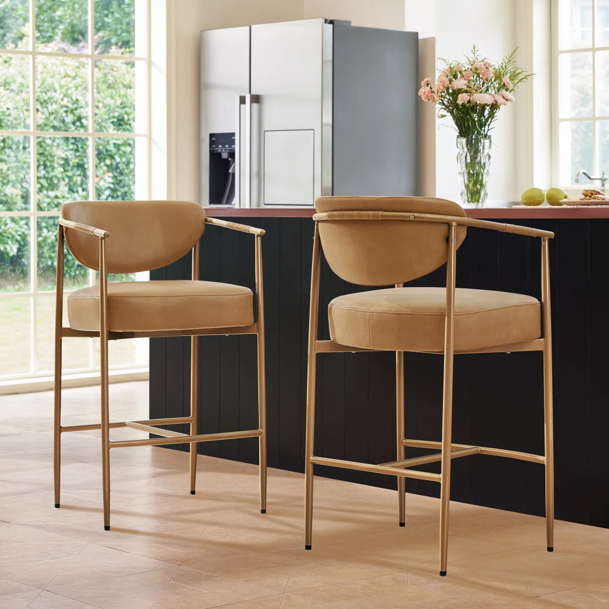 27'' Upholstered Counter Stool With Arm (Set of 2) | Wayfair North America