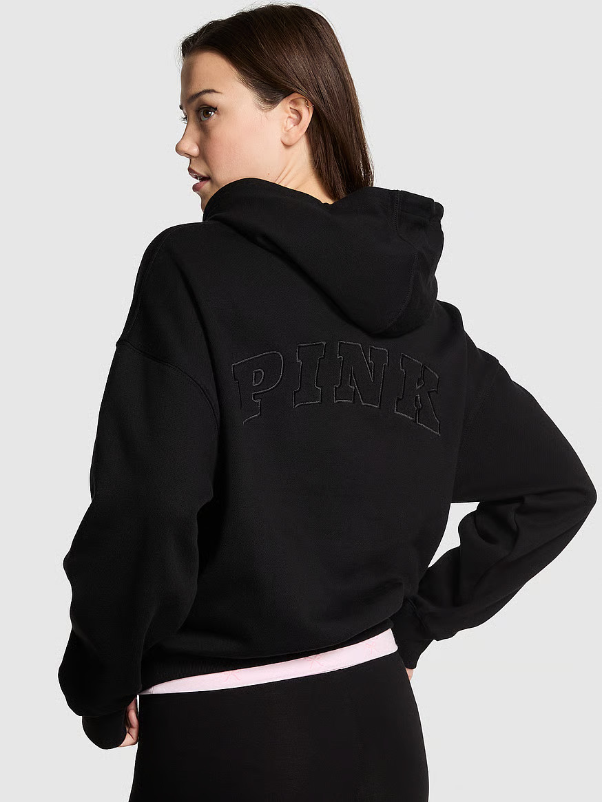Buy Ivy Fleece Campus Half-Zip Hoodie, Pure Black - Order Hoodies & Sweatshirts online - PINK US | Victoria's Secret (US / CA )