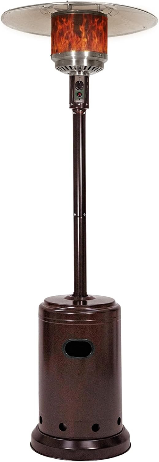 Amazon Basics 46,000 BTU Portable Outdoor Propane Patio Heater with Wheels, Commercial & Residential, Easy to Use, with Water Tank, Havana Bronze, 32.1 x 32.1 x 91.3 inches | Amazon (US)