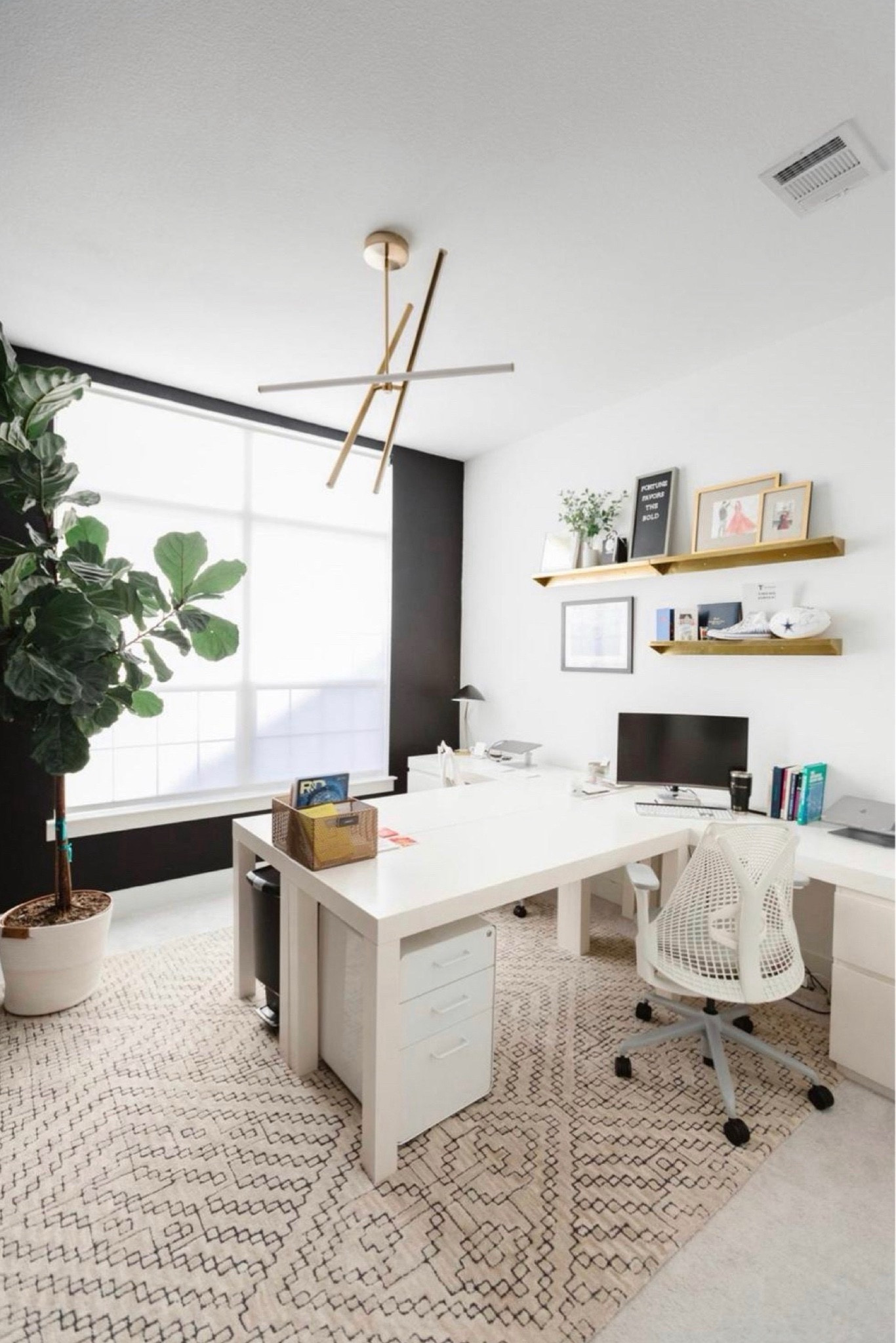 Home office with lacquered, L-shaped desk, shelving, and more! Very functional and I love that the desk comes with a filing cabinet 

#LTKStyleTip #LTKHome