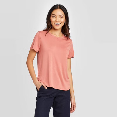 Women's Casual Fit Short Sleeve Crewneck Sandwash T-Shirt - A New Day™ | Target