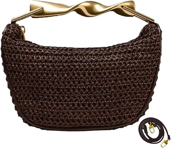 JYG Handmade Straw Crossbody Bags for Women Mini Summer Satchel Purse Fashion Woven Shoulder Hand... | Amazon (US)