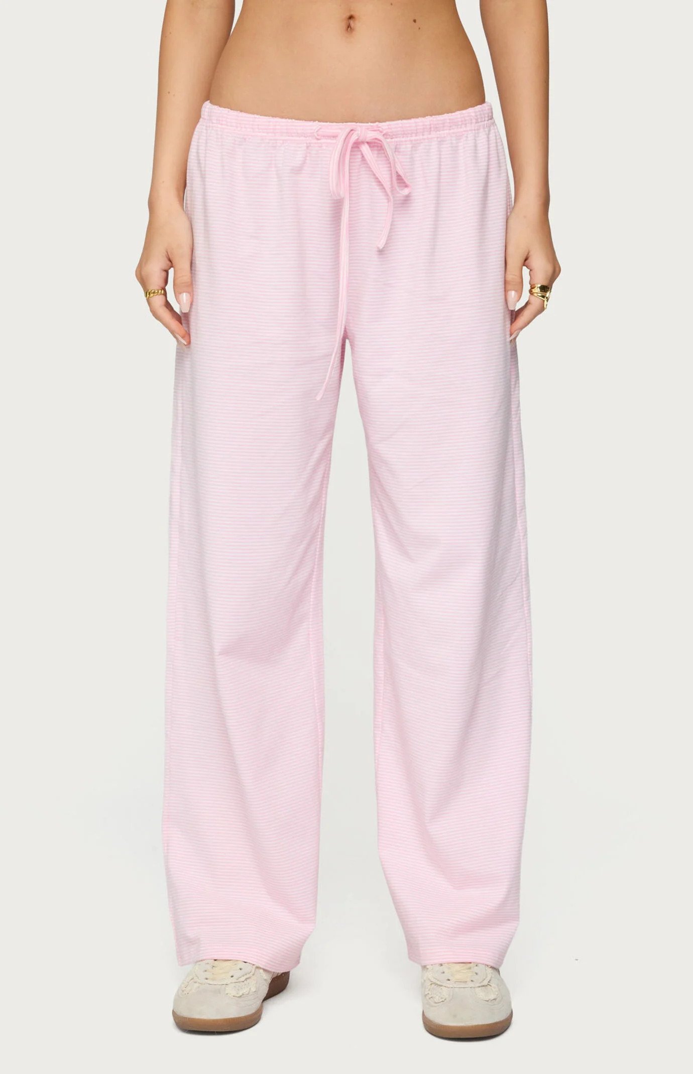 Edikted Women's Petite Olivia Striped Loose Fit Pants in Light Pink - Size XL | PacSun