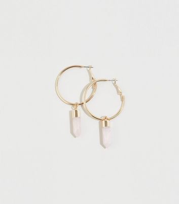 Mid Pink Stone Shard Hoop Earrings | New Look | New Look (UK)