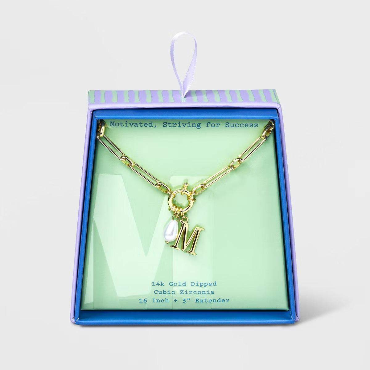 14K Gold Dipped Pearl Charm on Chain Initial Necklace - A New Day Gold | Target