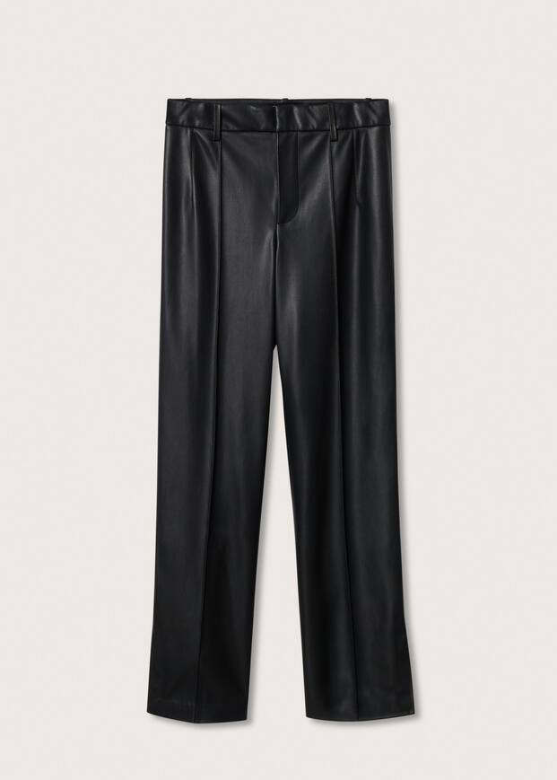 Leather-effect straight trousers -  Women | Mango USA | MANGO (US)