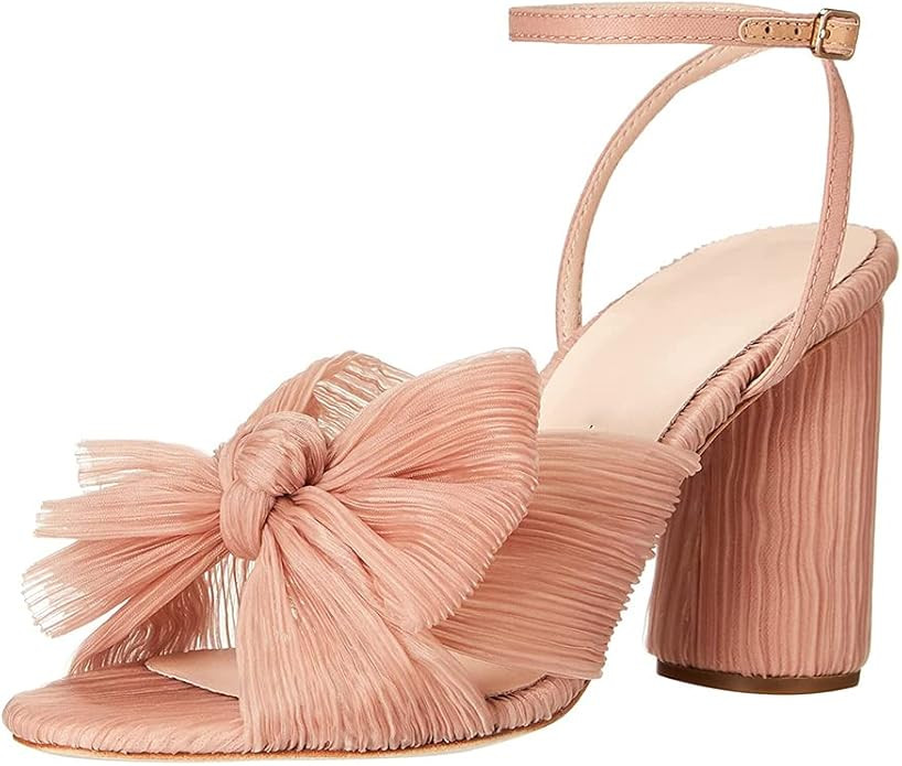 Uacllcau Women's Heeled Sandals Bow Knot Open Toe Ankle Strap Chunky Heels Sandals Bridal Wedding... | Amazon (US)