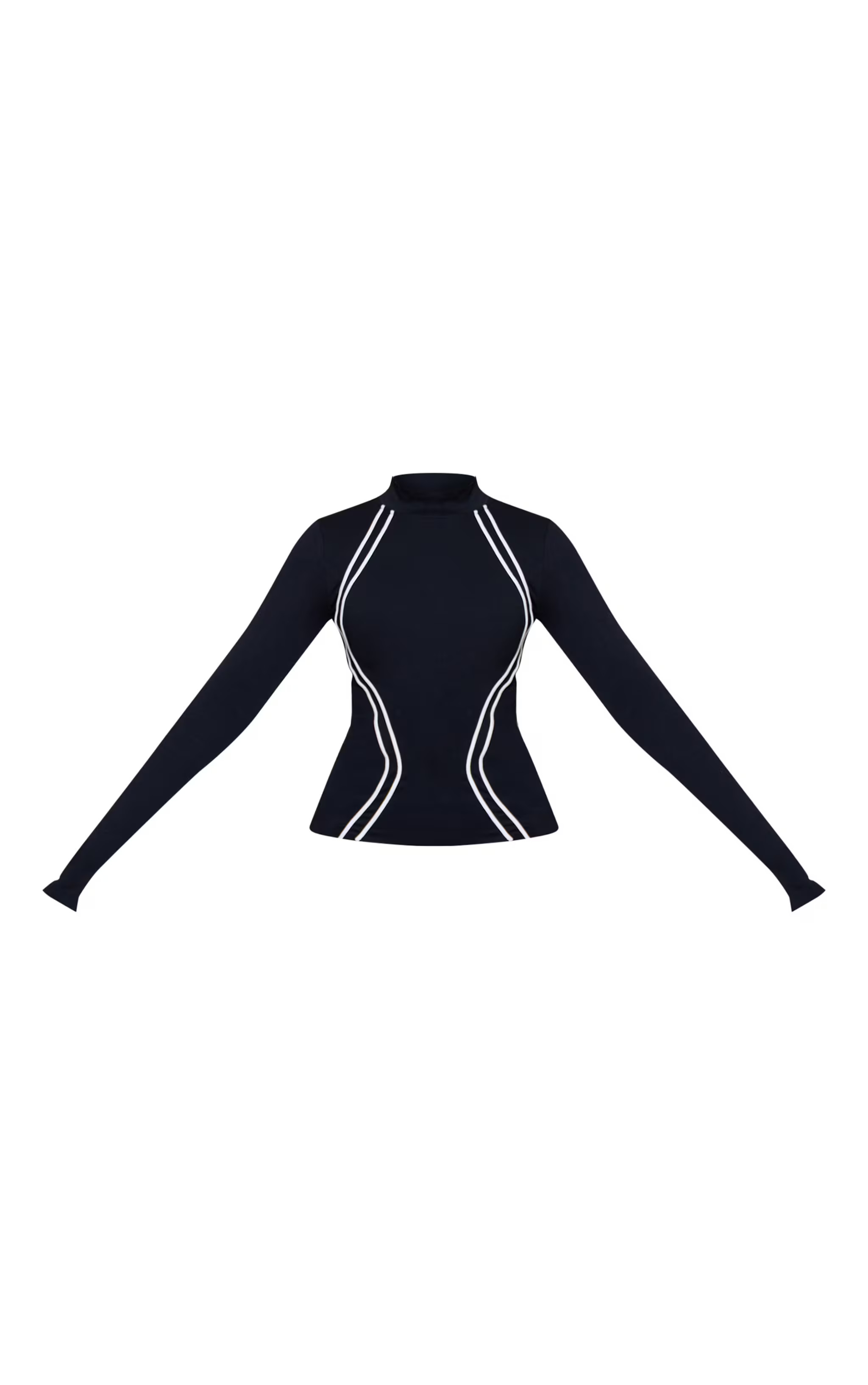 PLT SKI Black Seamless Panel Top | Athleisure | PrettyLittleThing US