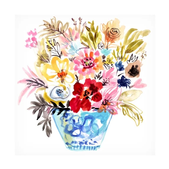 Canvas Wall Art - Karen Fields 'Small Blue Vase' Wall Art for Living Room, Bedroom, or Office Dé... | Walmart (US)