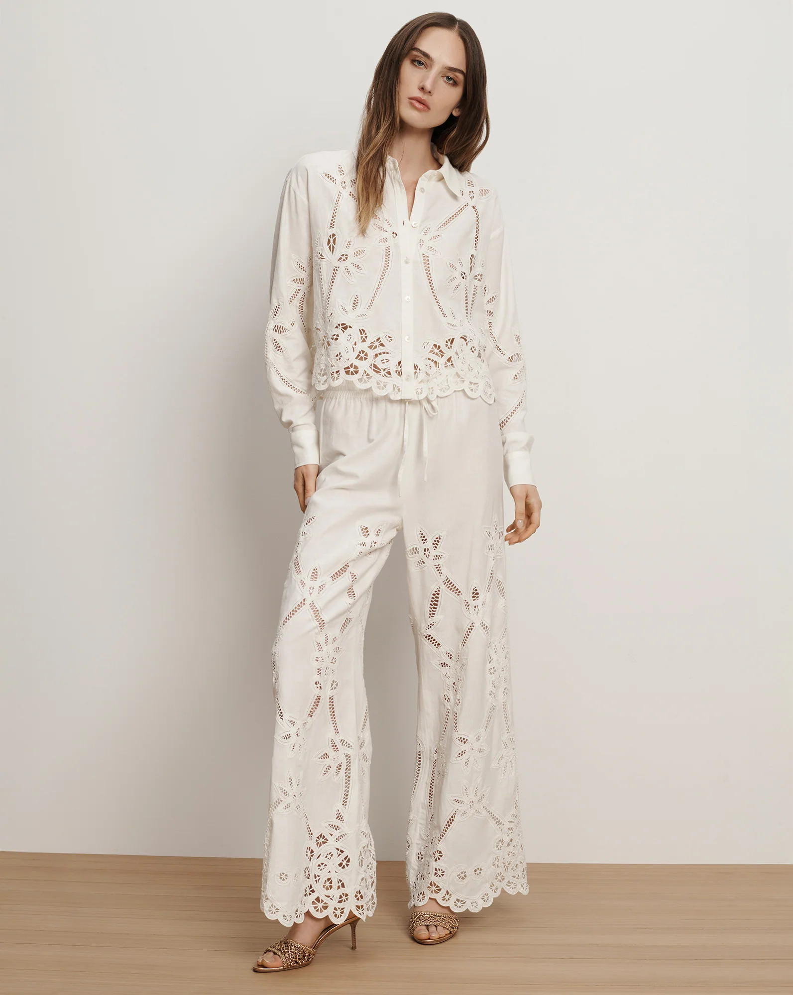 Daisy Wide-Leg Eyelet Pant | Veronica Beard