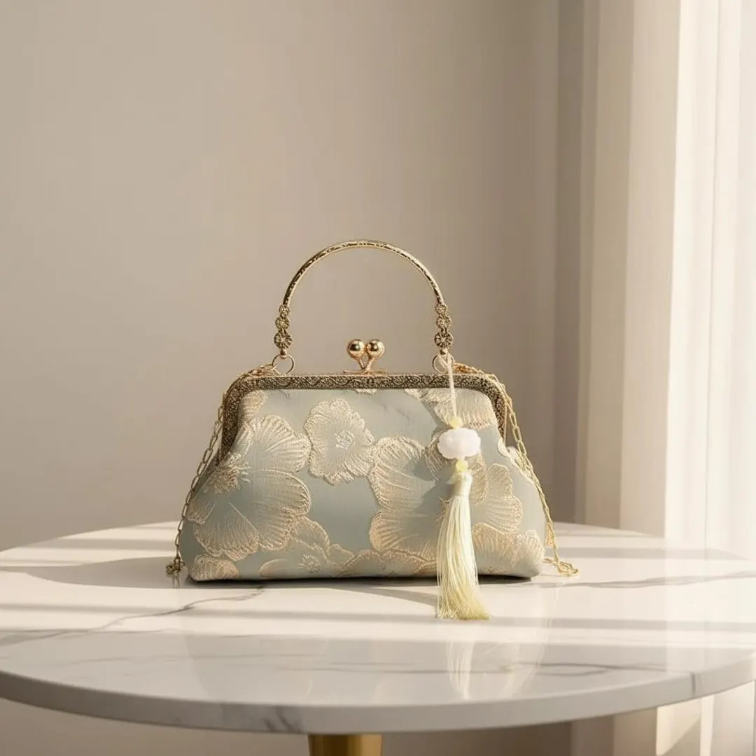 Vintage Floral Embroidered Silk Clutch Bag - Elegant Square Crossbody for Weddings & Evening Even... | Etsy (UK)