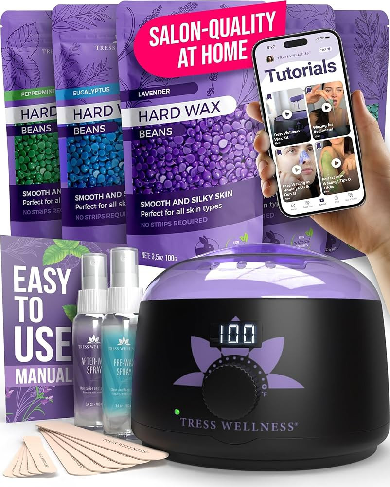 Tress Wellness Waxing Kit for Brazilian Wax - Easy to Use - For Sensitive Skin - Digital Display,... | Amazon (US)