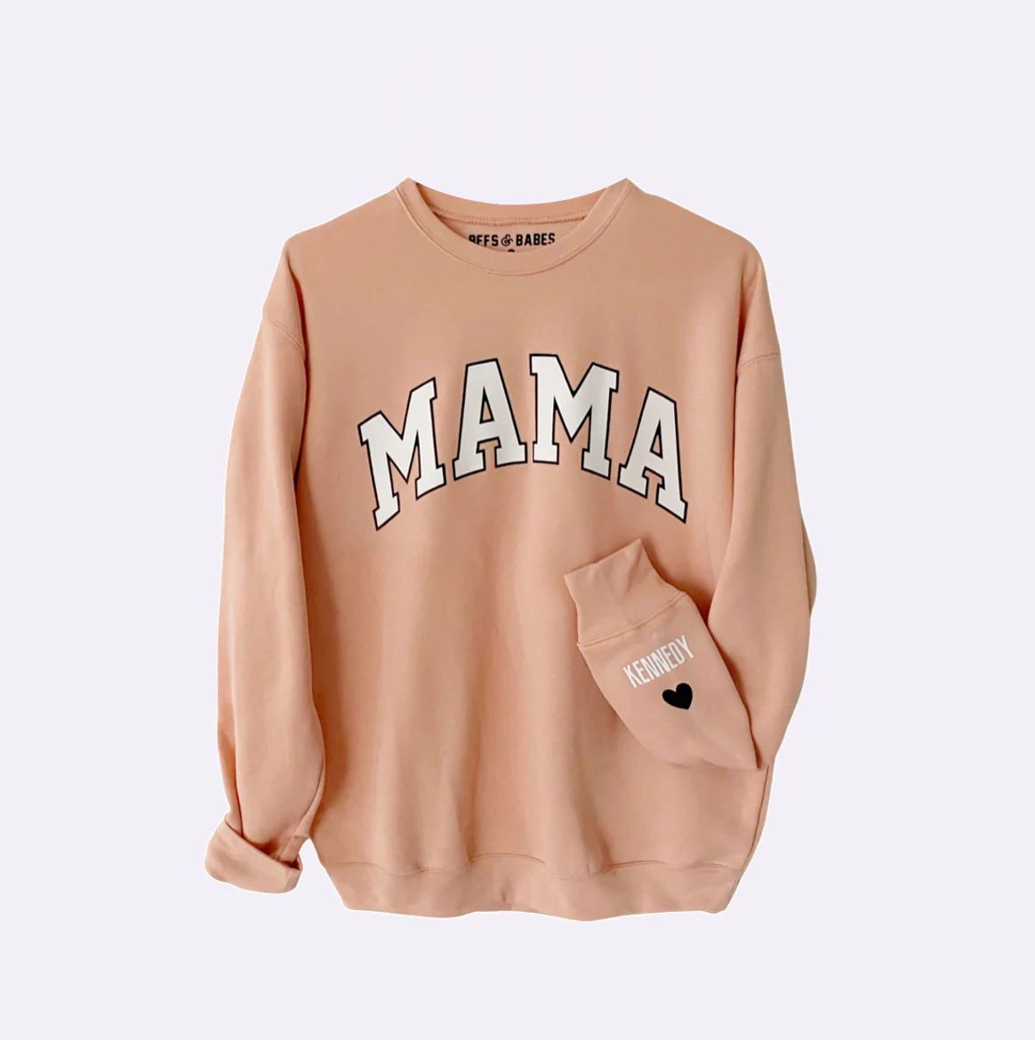 LOVE ON THE CUFF ♡ blush mama sweatshirt with personalized cuff | BFFS & BABES