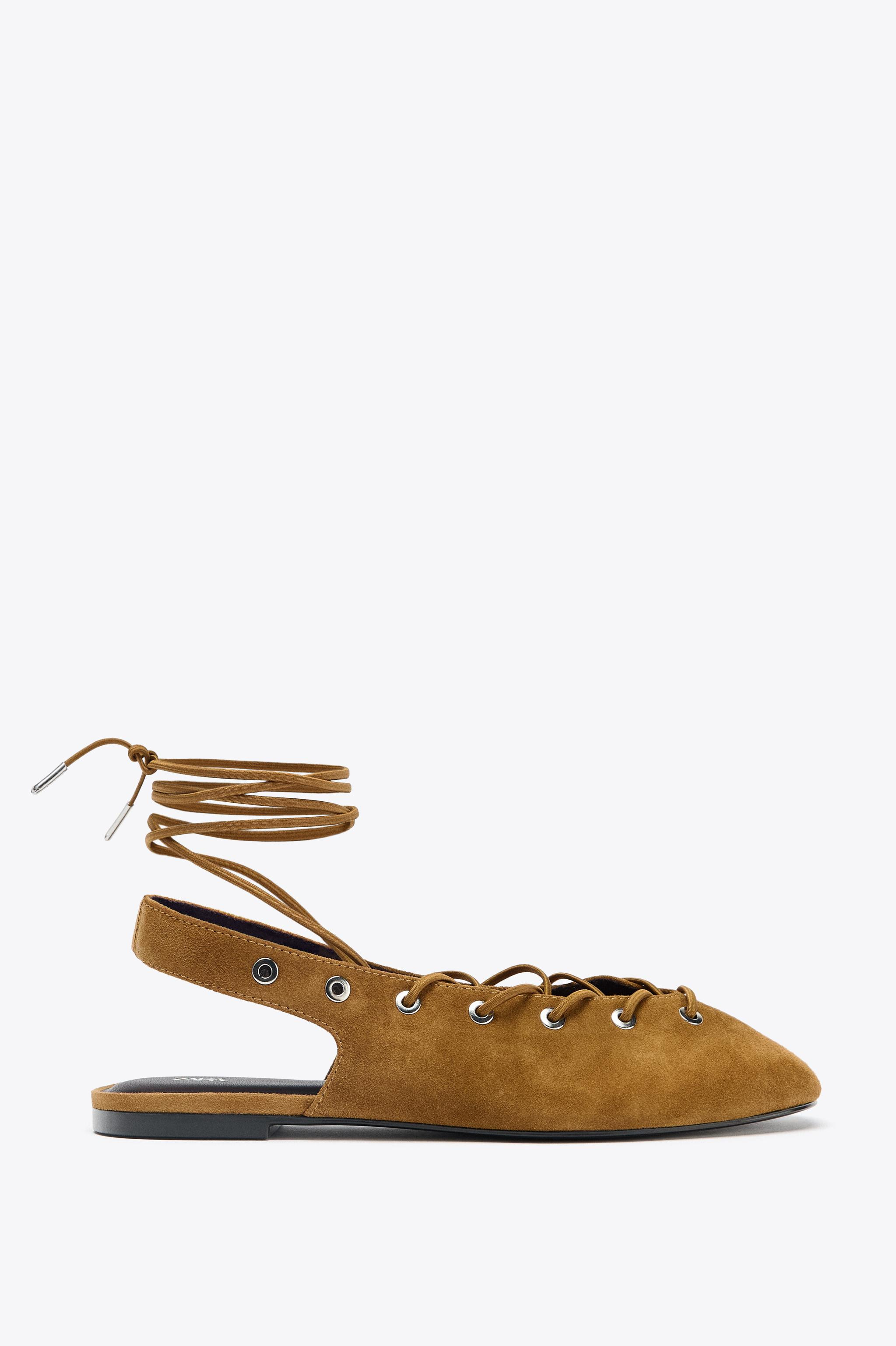 SUEDE TIED SLINGBACK SHOES | Zara US