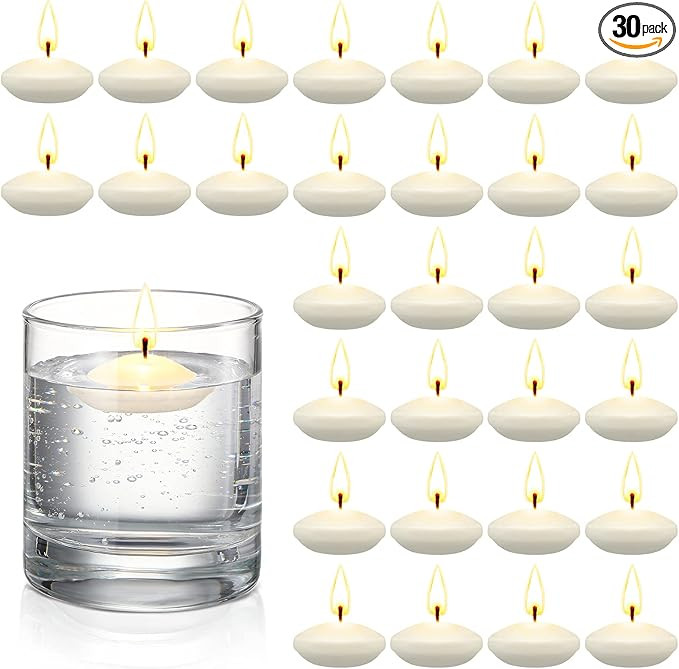 Nuanchu 30 Pcs 1.5'' Unscented Floating Candles Bulk for Centerpieces Votive Floating Cylinder Va... | Amazon (US)