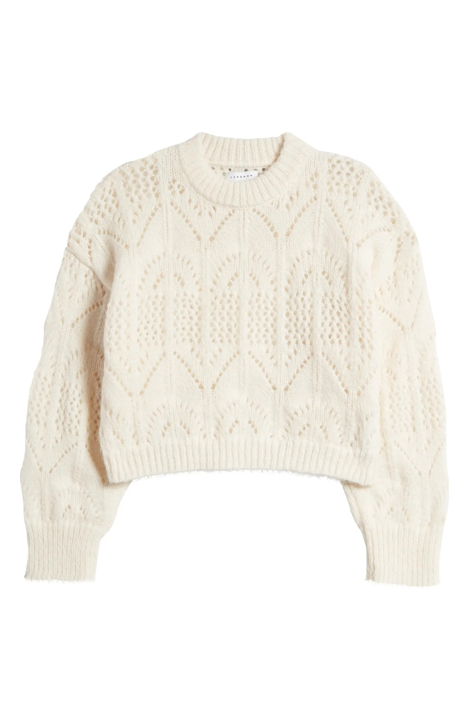 Topshop Pointelle Crewneck Sweater | Nordstrom | Nordstrom