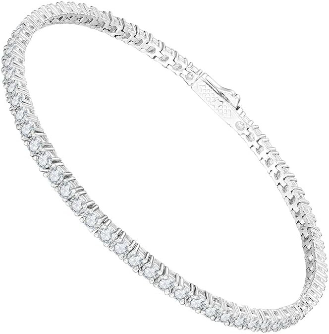 EcoGems LAB GROWN EXPERTS Moissanite Tennis Bracelet For Women and Men in 18K White Gold Over Sil... | Amazon (US)