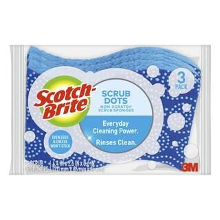 3M Scotch-Brite Scrub Dots Non-Scratch Scrub Sponge (3-Pack, Case of 8), Blue | The Home Depot