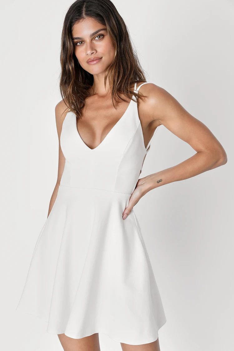 Believe in Love White Strappy Backless Skater Dress | Lulus