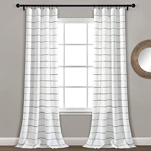 Lush Decor, Gray Ombre Stripe Yarn Dyed Cotton Window Curtain Panel Pair, 95" x 40" | Amazon (US)