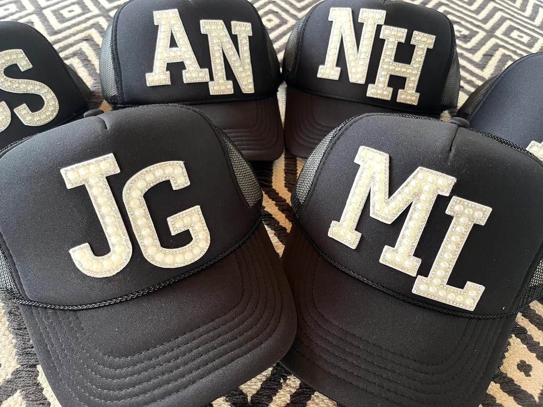 HappyStack trucker hat, custom trucker hat, trucker hat, monogram trucker hat, Initial trucker ha... | Etsy (US)