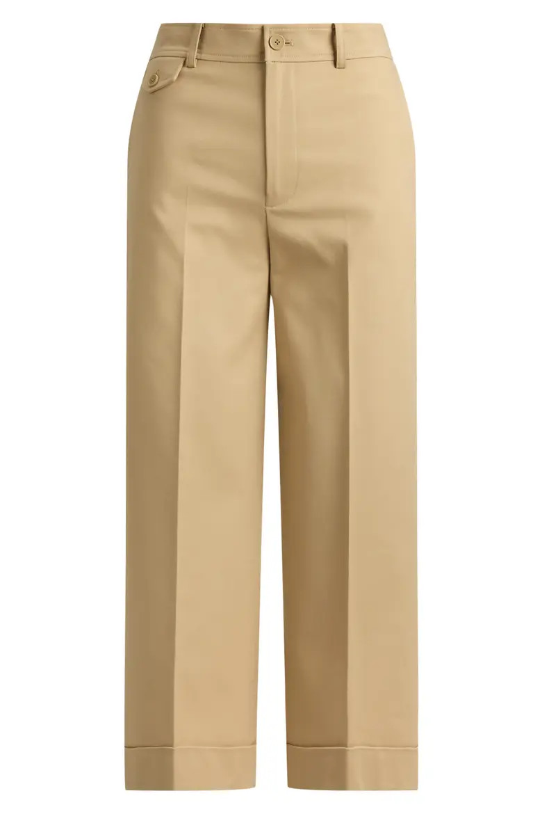Cotton Stretch Twill Crop Wide Leg Pants (Women) | Nordstrom | Nordstrom