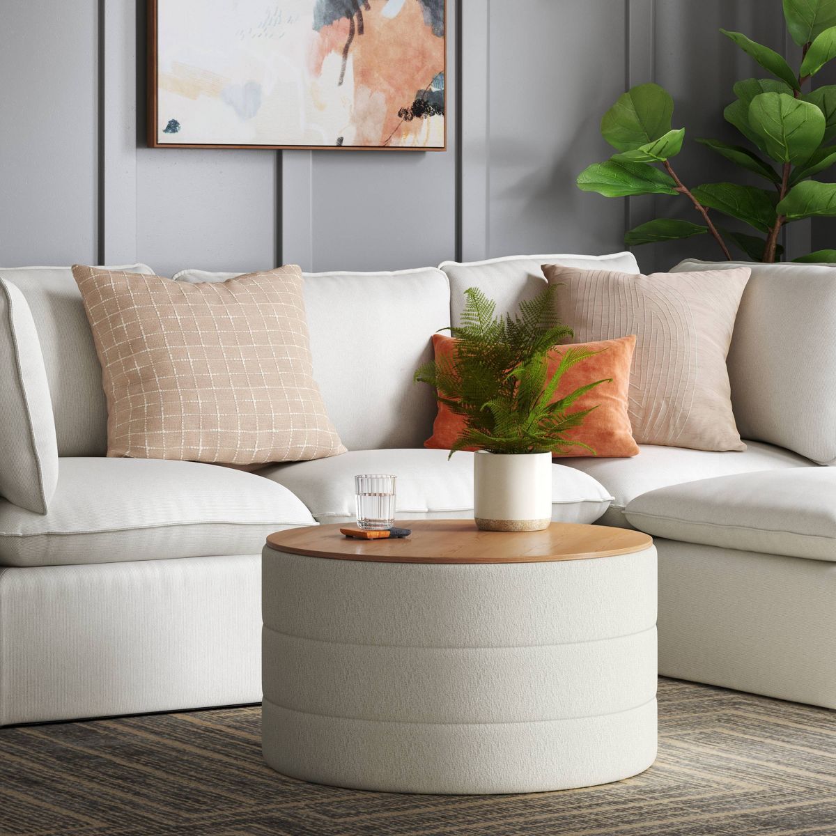 Tray Top Upholstered Ottoman White - Threshold™ | Target