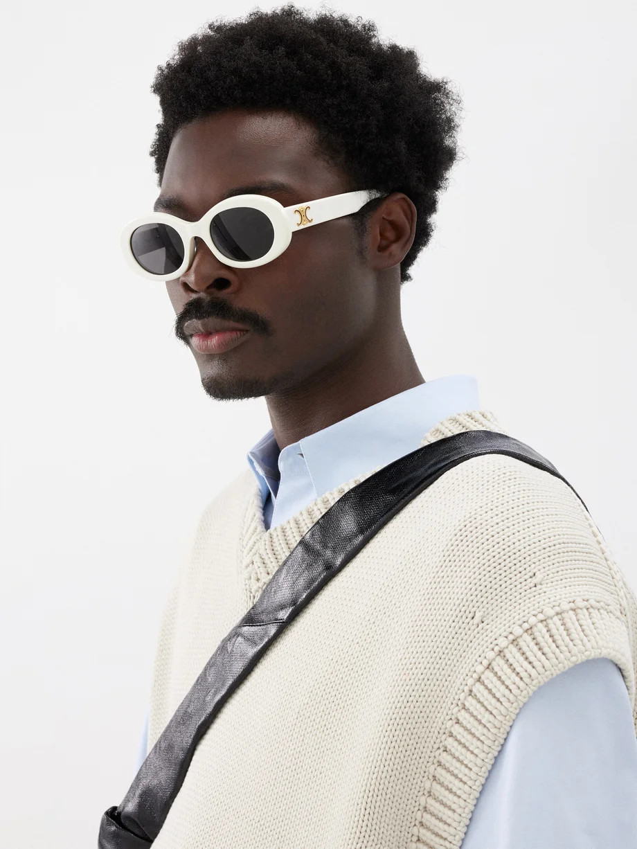 Triomphe oval acetate sunglasses | Celine Eyewear | Matches (US)