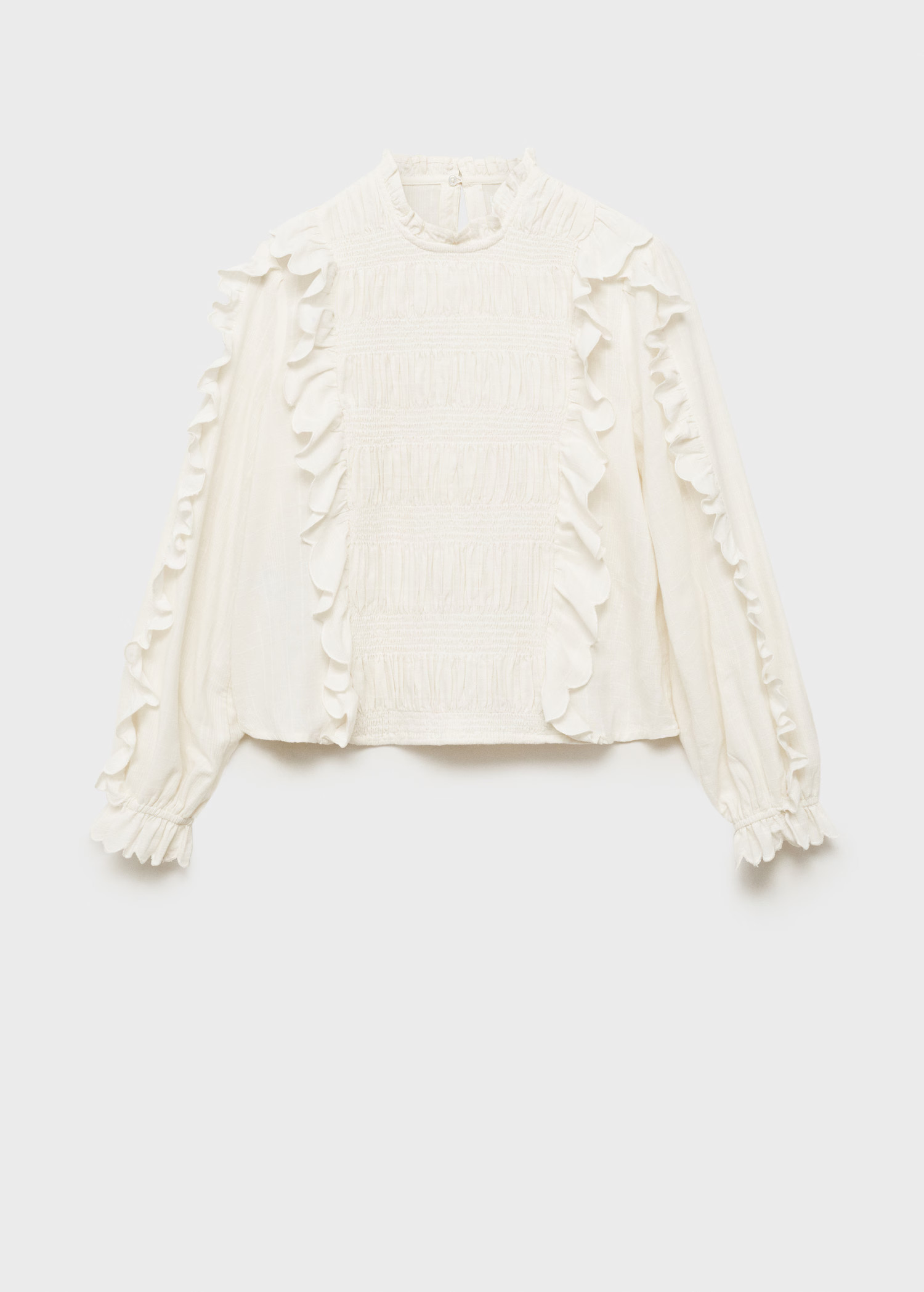 Ruched blouse with ruffles | Mango (US/MX/AU)